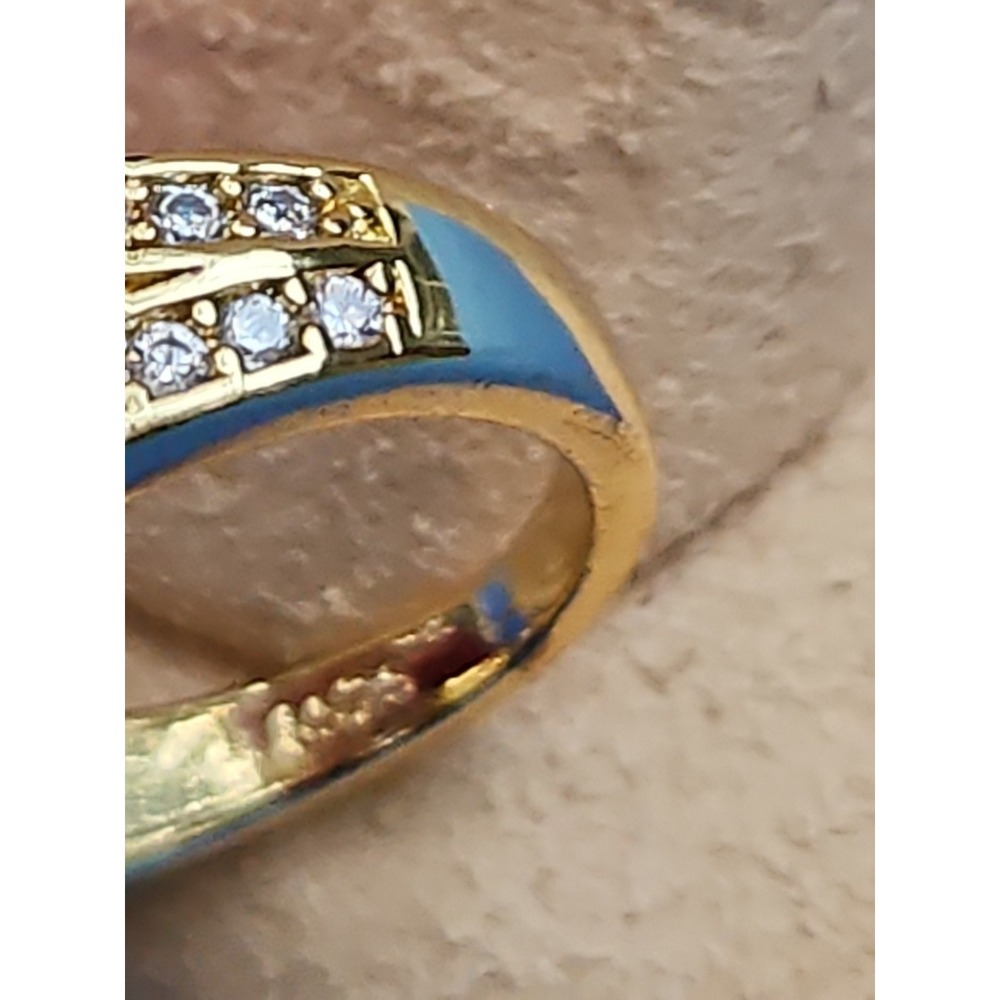 Gold Over Sterling Silver CZ Engagement Ring 8mm Split Shank Vermeil Size 7 - Picture 6 of 7